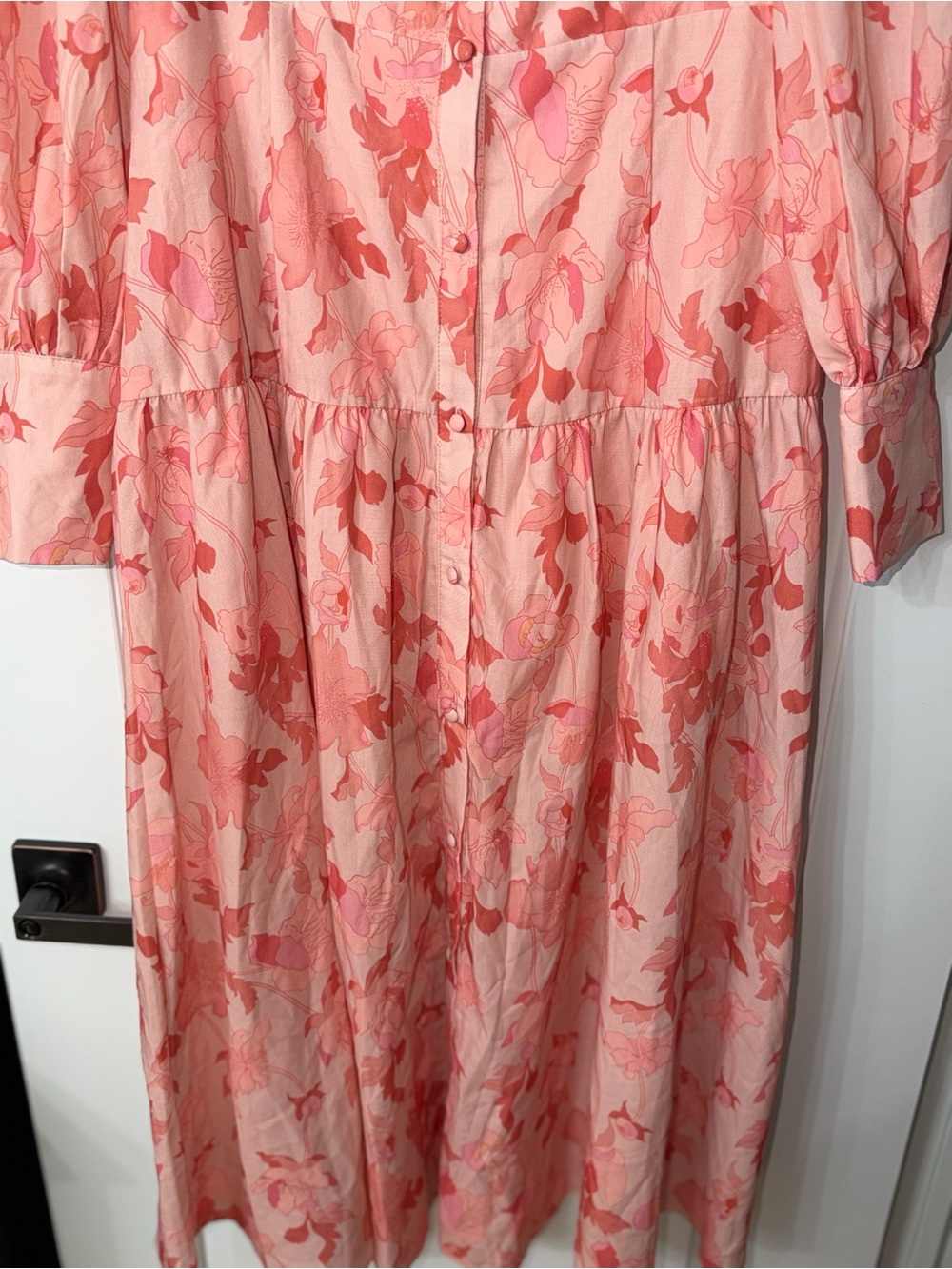 Petal & Pup Forever Print Long Sleeve Tiered Midi Dress – Pink Floral - Picture 7 of 13